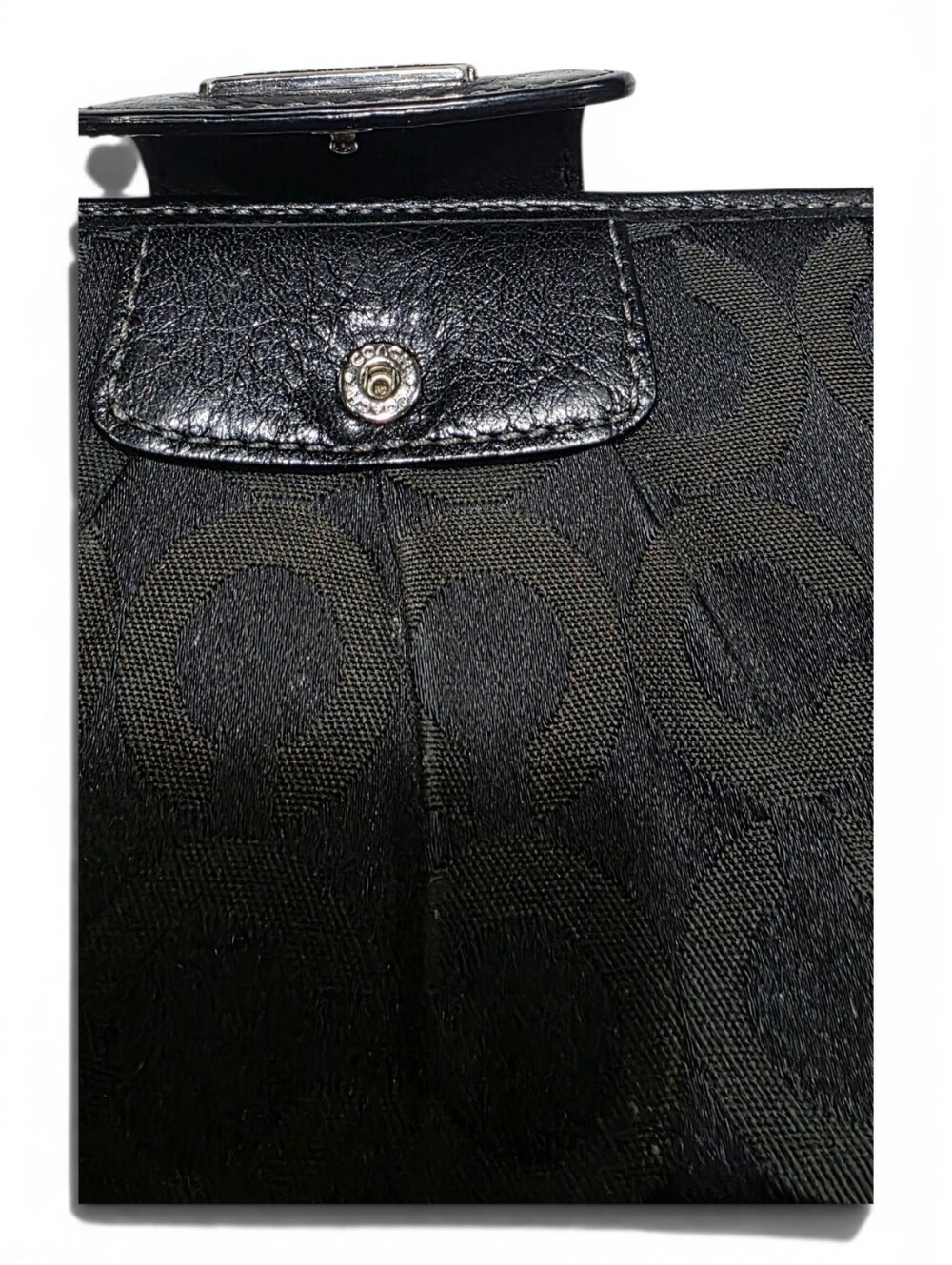 Coach Black Signature Continental Wallet with Logo Plaque, Preowned/Pre Loved - Picture 8 of 16